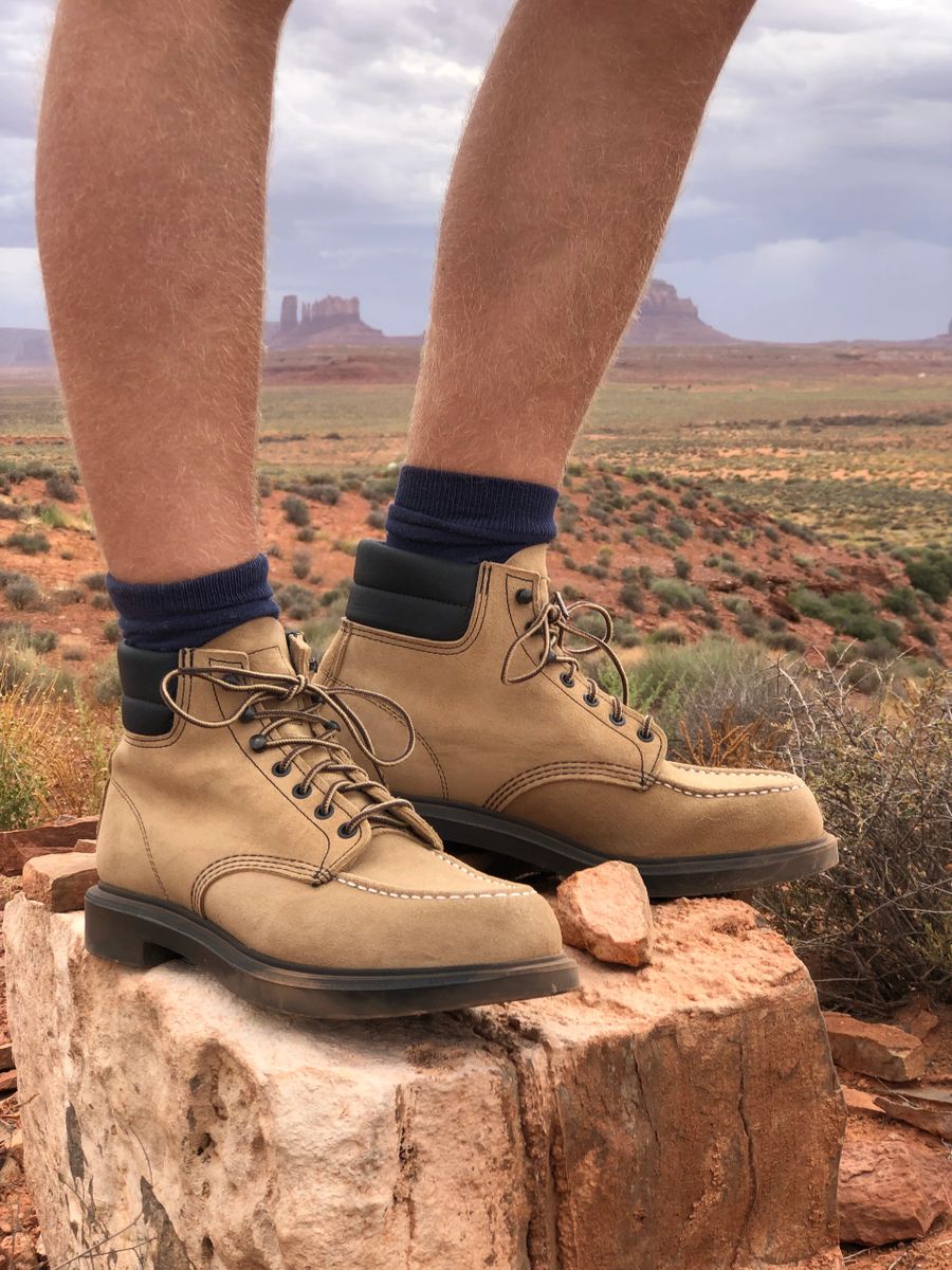 Red wing moc toe top sand